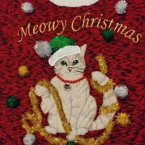Ugly cat meowy Christmas sweater